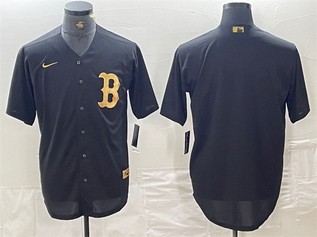 Men's Boston Red Sox Blank Black Cool Base Stitched Baseball Jersey